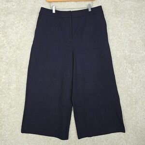 Boden Womens Culottes Size 14R Navy Blue Wide Leg Stretch Crop Pants Minimalist